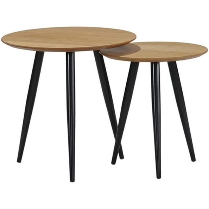 Lot De VEVOR 3 Tables De Salon Rondes,Table Basse 80x80x46,5 Cm