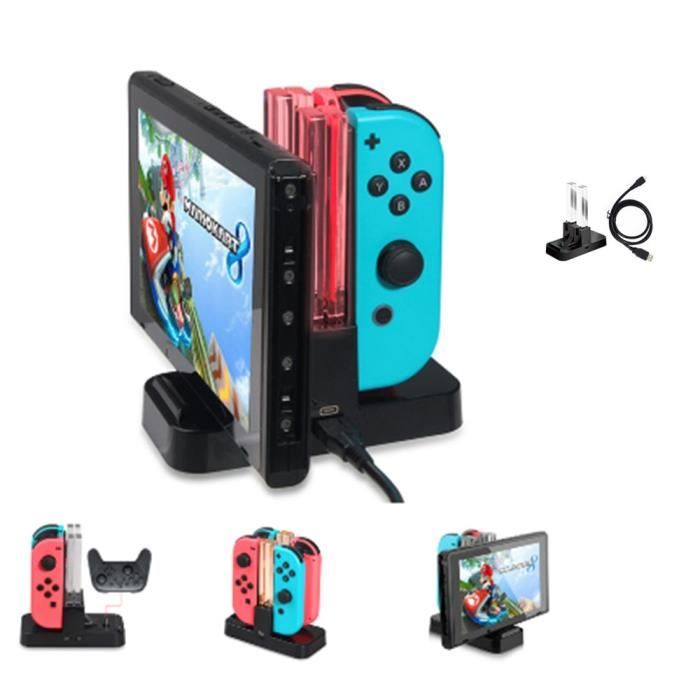Jeux vidéo,Station de charge pour Nintendo Switch 4 en 1, socle de  chargement pour manettes Joy Con - Type Black