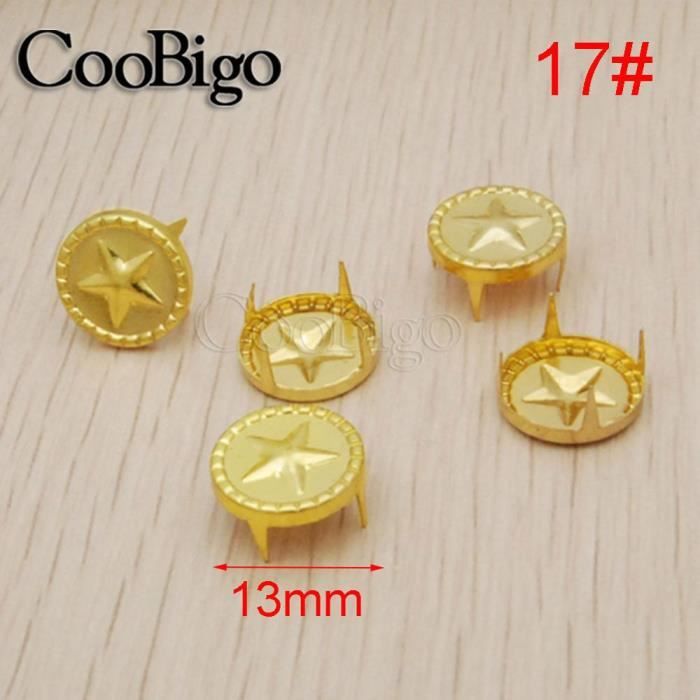 100 Clous à Dôme Ronds De 9mm - Rivets Métal Pour Cuir, Vêtements, Chaussures, Style Punk - 6