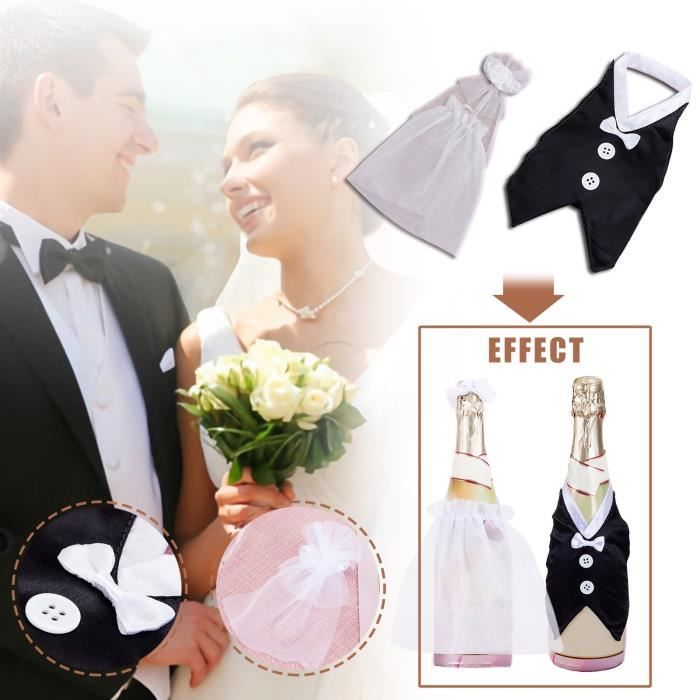 MULTI Robe de marie pour mariage 2 pieces lot enveloppes de tasses de vin couverture de bouteilles de Champ La cave Cdiscount