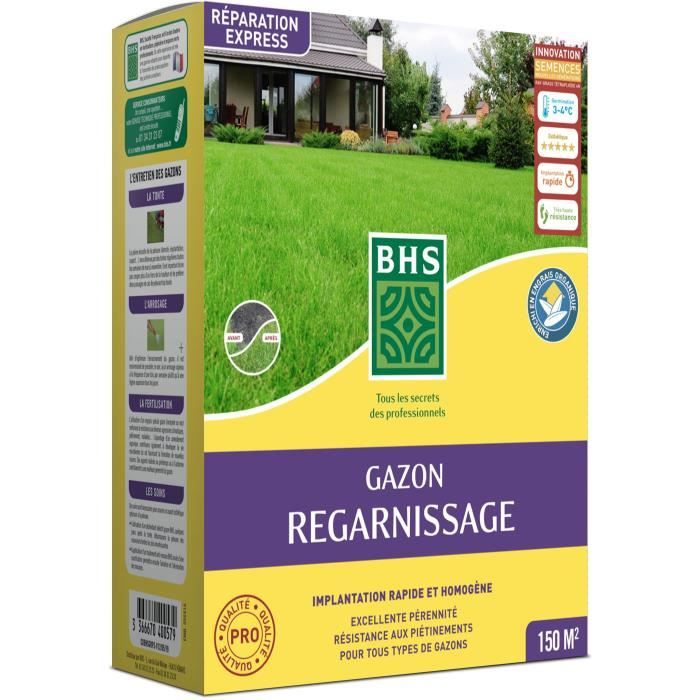 Semence de gazon Regarnissage Terrain Sec - BHS - 3kg 150 m² Résistant et durable