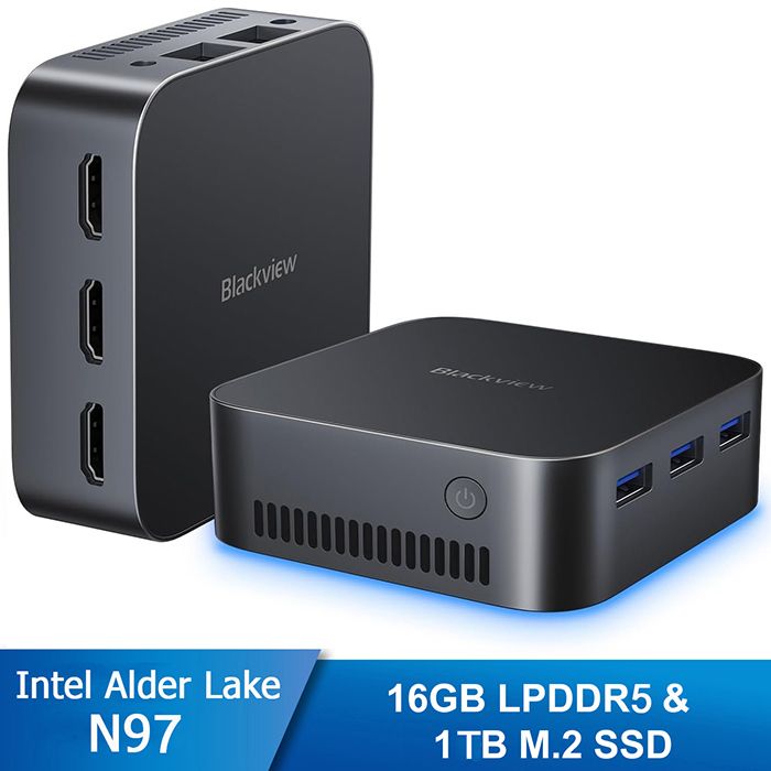 Mini PC – Blackview – MP80 – 16 Go DDR5 – 1 To SSD – Intel Alder Lake N97 3.60 GHz – Noir