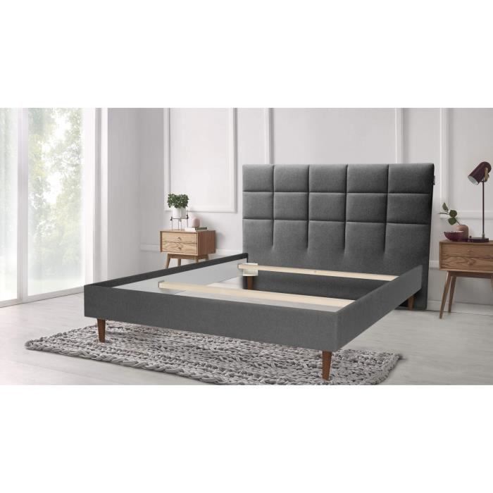 Bobochic Structure De Lit Carre 160 X 200 Cm Anthracite 160x200
