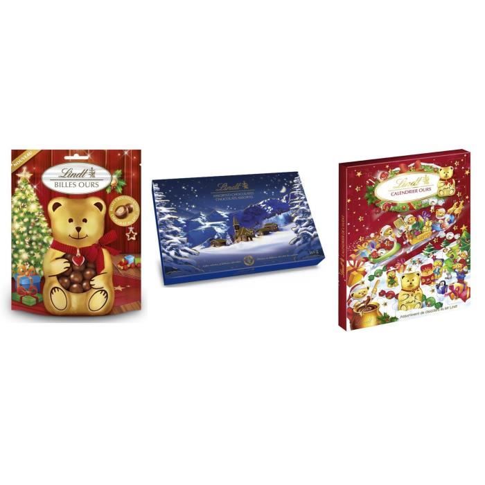 Lot de 3 - 1 LINDT Boîte de Paysage de Noël + 1 Calendrier de l'Avent