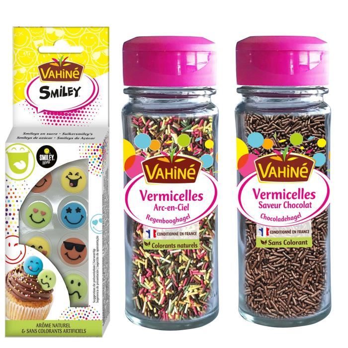 Vahine Lot D 1 Smiley Decors A Poser 1 Vermicelle Arc En Ciel 1 Vermicelle Saveur Chocolat Cdiscount Au Quotidien