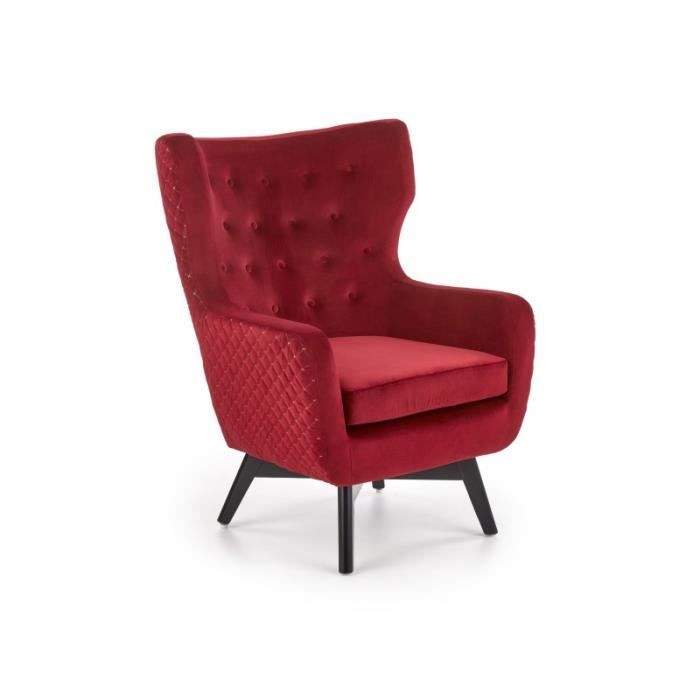 fauteuil en velours 75 x 83 x 103 cm - rouge