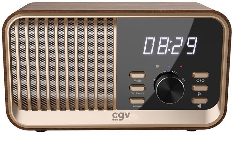 Radio CGV BeBop FM Bois – Radio Réveil Portable Bluetooth avec Autonomie 5h