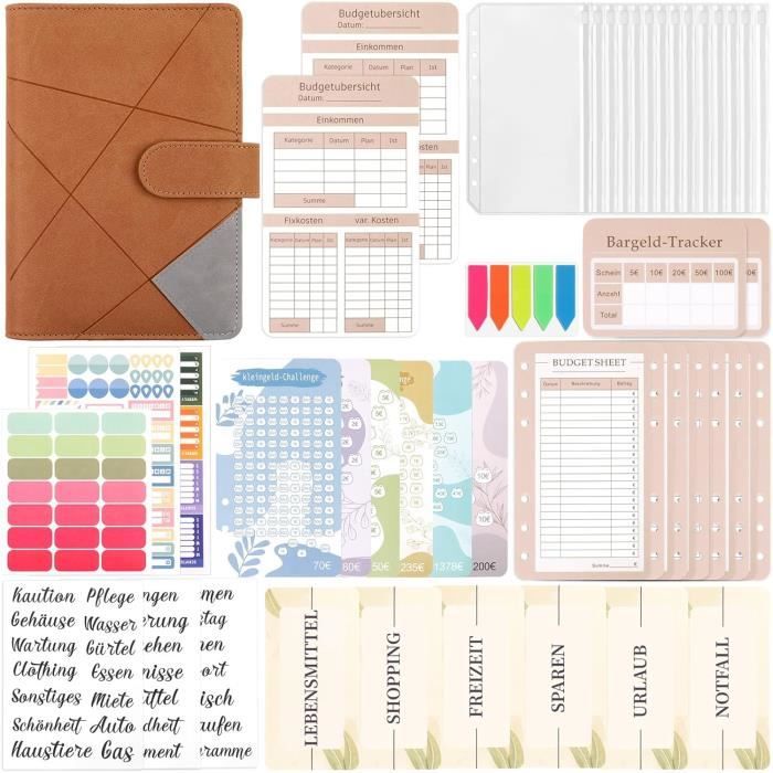 Classeur Budget A6,Budget Planner En Pu Cuir,Carnet Budget Startset Avec Défi D'Épargne