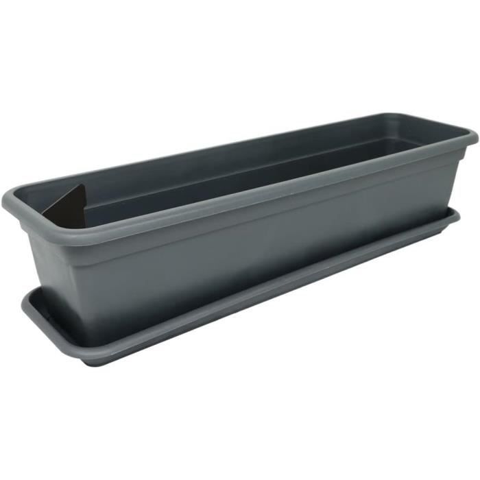 Soucoupe Grande Pour Jardinière Anthracite 100 Cm - Dessous De Pot Plastique Robuste