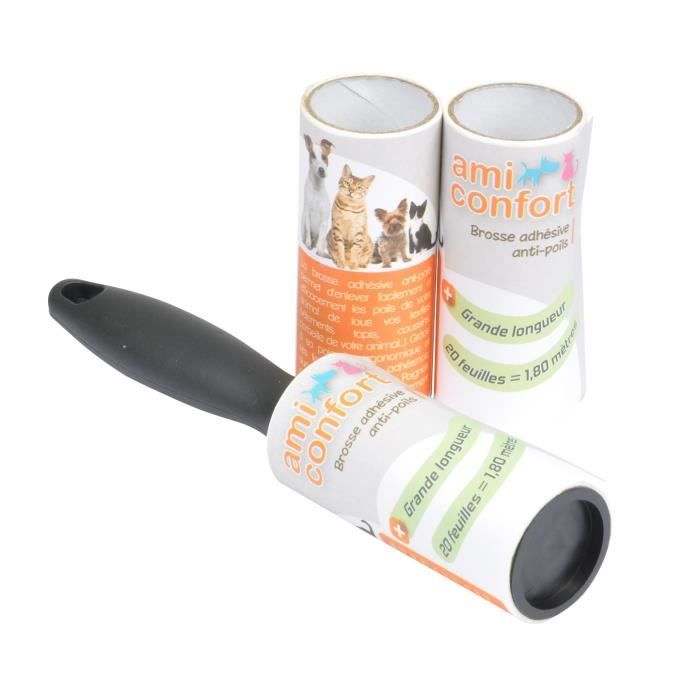 Brosse adhésive anti-poils 20 feuilles 2,8m + 2 recharges - Pour chat