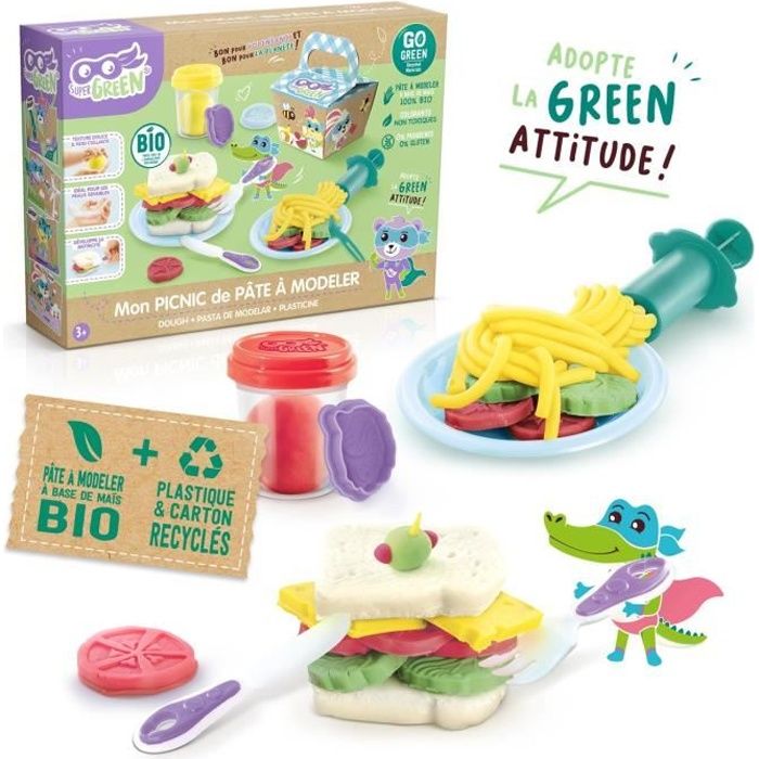 Super Green Kit Pique Nique De Pate A Modeler Bio Cdiscount Jeux Jouets