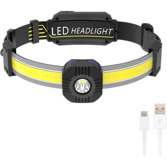 Lampe Frontale LED COB Rechargeable USB - Super Lumineuse, Légère 70g