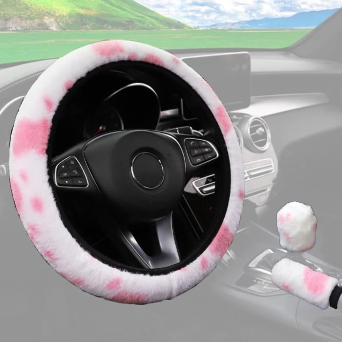 Housse de volant de voiture pour femme - Douce et chaude - Accessoire de voiture mignon pour véhicule (Bleu, Standard