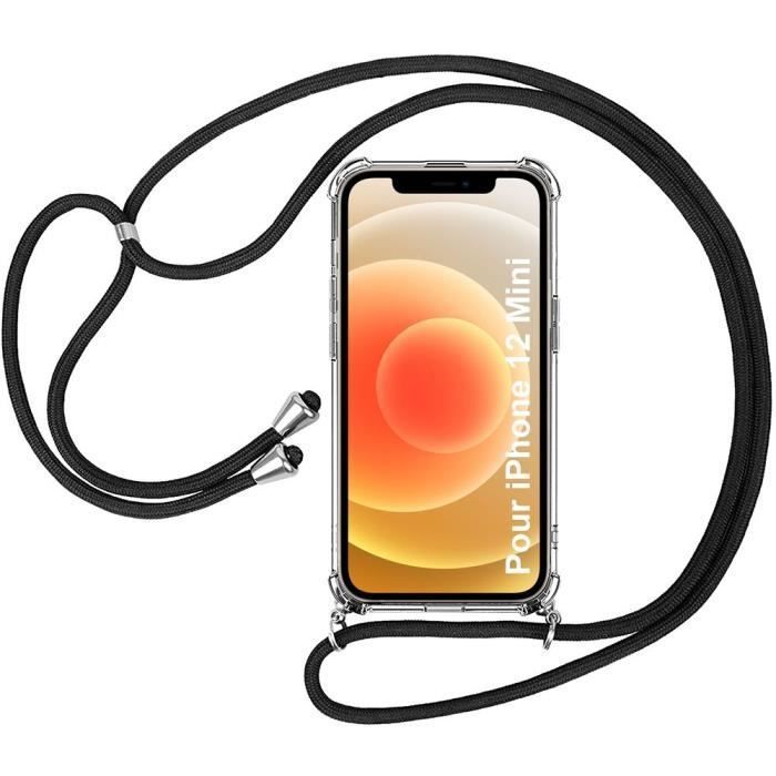 Housse pour Smartphone Lanyard Case Holder étui de téléphone avec Cordon YuhooTech Collier pour iPhone 12 Mini Coque Cover Necklace Bandouilière Stylée Tour de Cou Lanière en Corde 