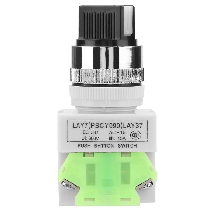 Sélecteur Rotatif 3 Positions Verrouillable 2NO/2NC - 12-24V, Diamètre 19 Mm, LED - Pour Machines Industrielles, Bateaux - 3