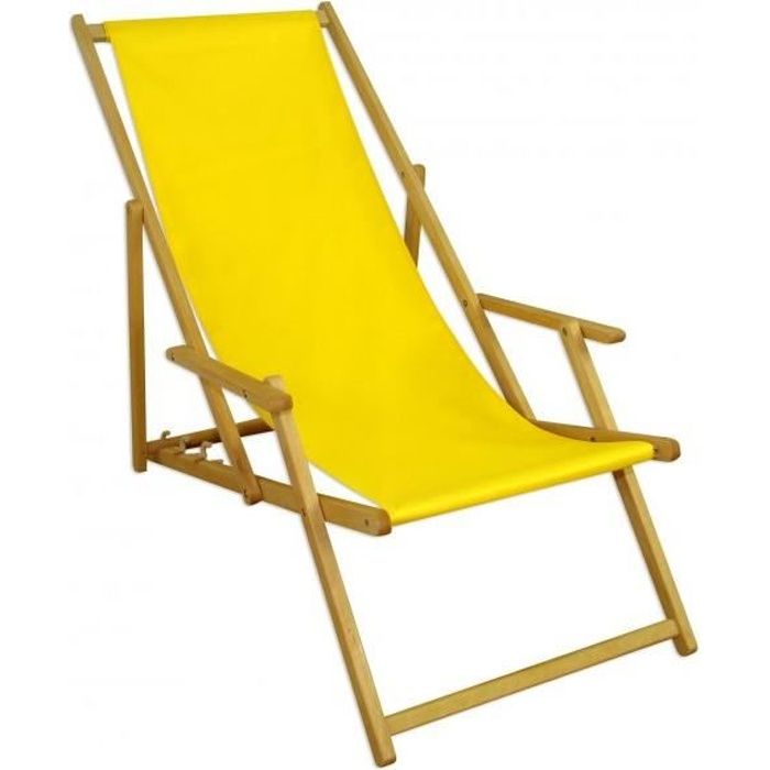 chaise longue de jardin jaune - erst-holz - 10-302n - pliante - bois massif - dossier réglable