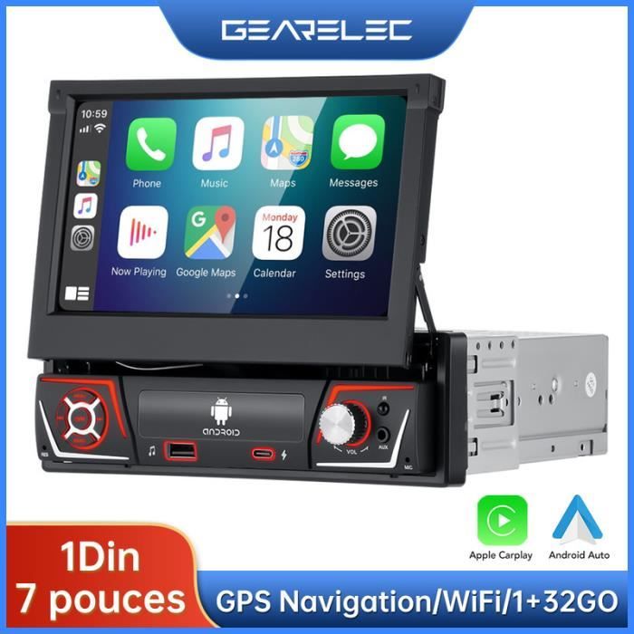 GEARELEC Autoradio Android 7 Pouces avec carplay Android Auto GPS Navigation WiFi Bluetooth RDS 1+32GO