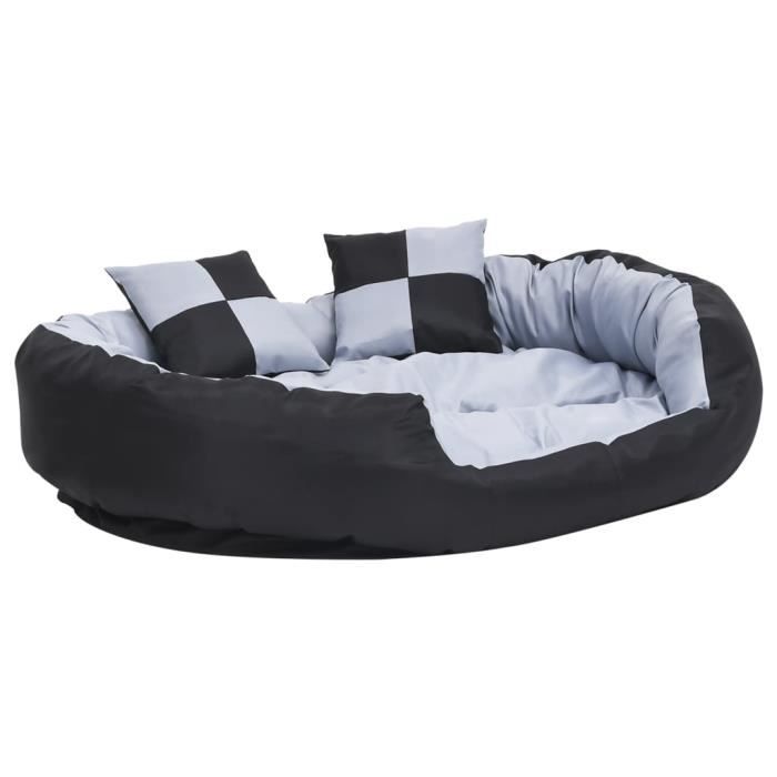 Comparer les prix de Coussin réversible lavable pour chien - MAD - Gris et noir - 110x80x23 cm - Tissu oxford 420D - Coton PP