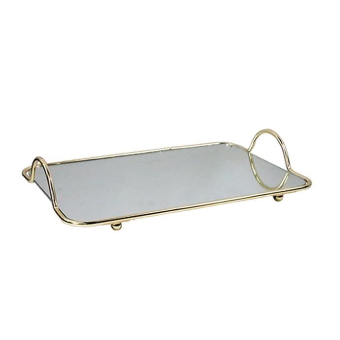 NUPTIO Plateau Parfum Miroir Doré: Plateaux Table Décoratifs Organisateur Vanité Verre Plateau