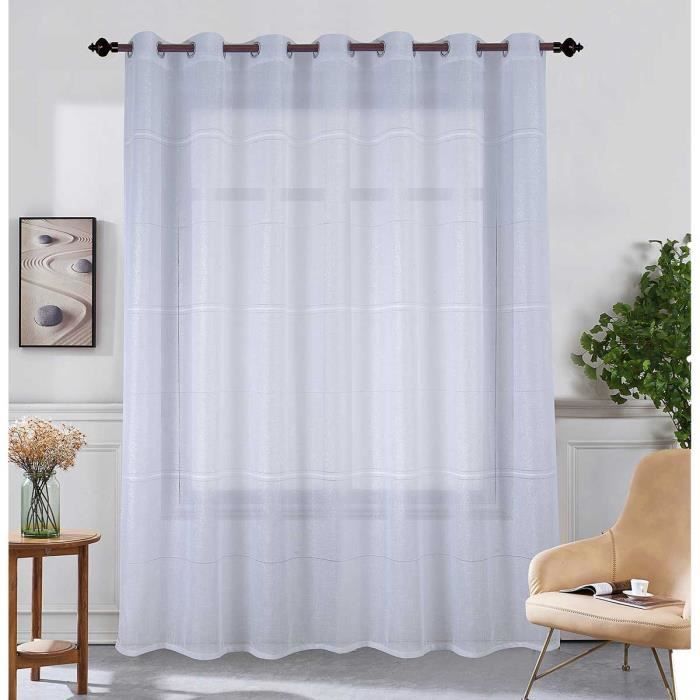 voilage 300x240 cm Blanc finition a oeillets Rideau 