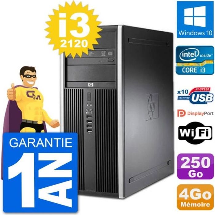 Compaq PC HP 8300 SFF Ecran 27" Intel i5-3470 RAM 4Go Disque Dur 2To Windows 10 Wifi 