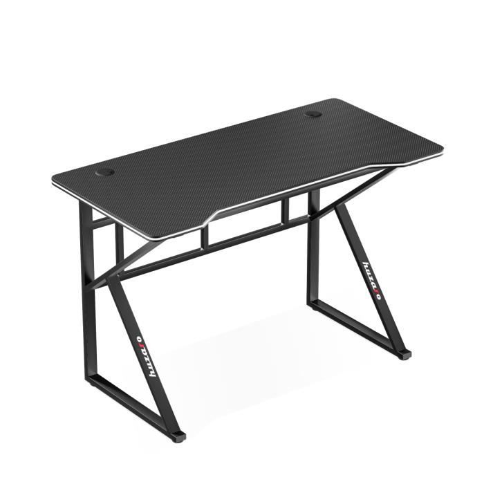 Bureau gaming HUZARO HERO 1.6 Noir Bureau Ergonomique PC Gaming Informatique Gamer Bureau Jeux 120x60x77cm