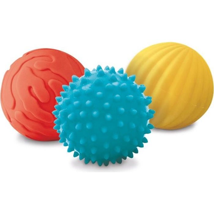 LUDI - Coffret de 3 petites balles sensorielles - Balles souples et faciles à agripper - Dès 6 mois