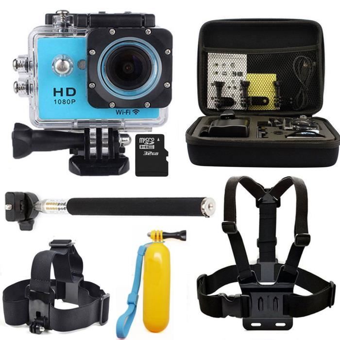 W9 2.0" WIFI 1080P 32 Go Sport Pro Action Caméra 30M étanche Blue