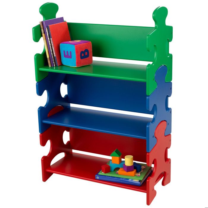 KidKraft - Bibliothèque en bois Puzzle Primaire pour Enfant avec 3 Étagères
