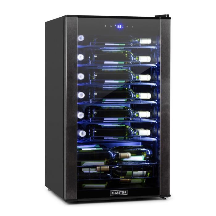 Klarstein Vinomatica Cave à vin 95 litres / 36 bouteilles - 85w / 42db - température réglable de 4 à 18°c - noir - Klarstein