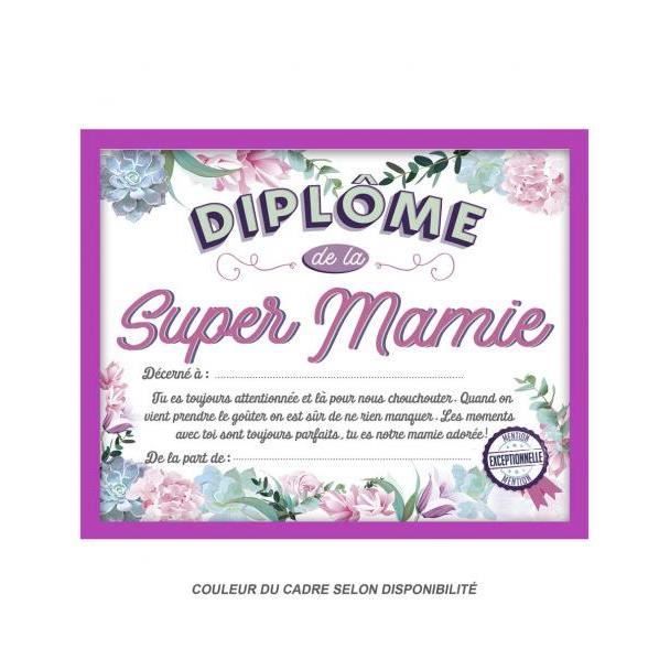 Cadre Diplome De La Super Mamie Couleur Aleatoire Cadeau Anniversaire Fete 096 Cdiscount Maison