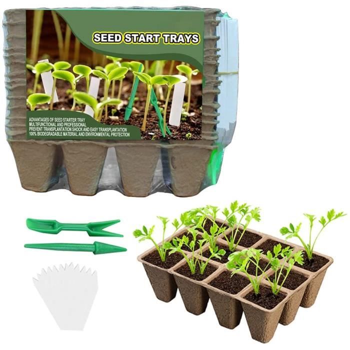 30 Pots De Semis Biodégradables 11cm + Outils Et Marqueurs - Kit Jardinage Écologique