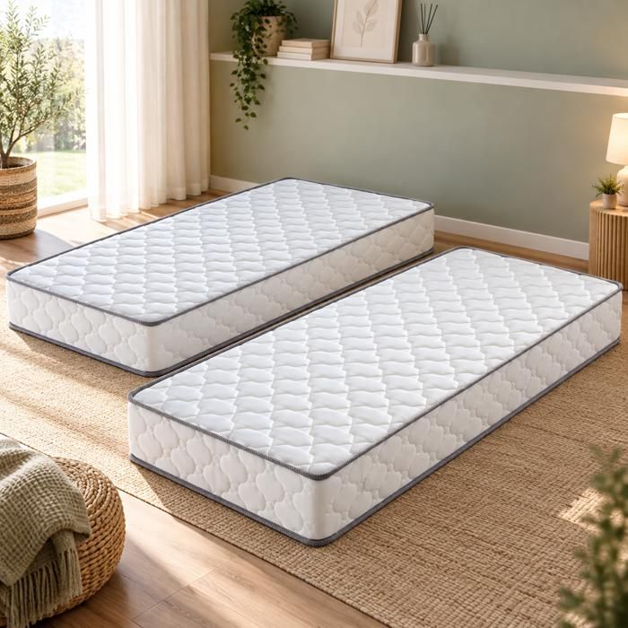 Lot de 2 Matelas 80x190 cm epaisseur 18 cm 2 Oreillers Visco - Trs Ferme - Aertech 30 Kg-m3 HR Dernire Gnration - Trs Respirant Lot de 2 Matelas 80x190 cm epaisseur 18 cm 2 Oreillers Visco - Trs Ferme - Aertech 30 Kg-m3 HR Dernire Gnration - Trs Respirant