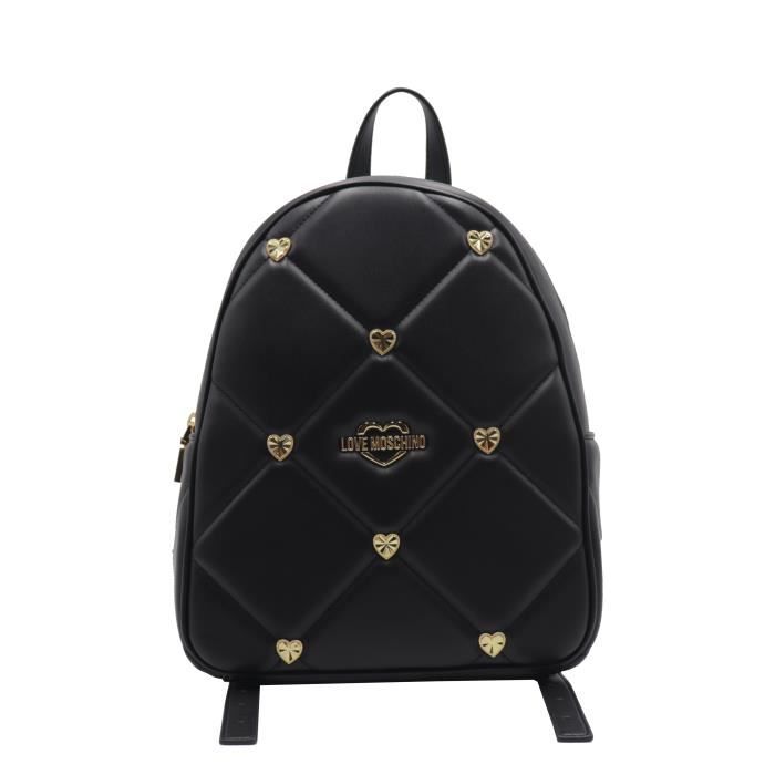 Love Moschino Sac a dos avec clous en forme de c ur et logo noir Black Cdiscount Bagagerie Maroquinerie