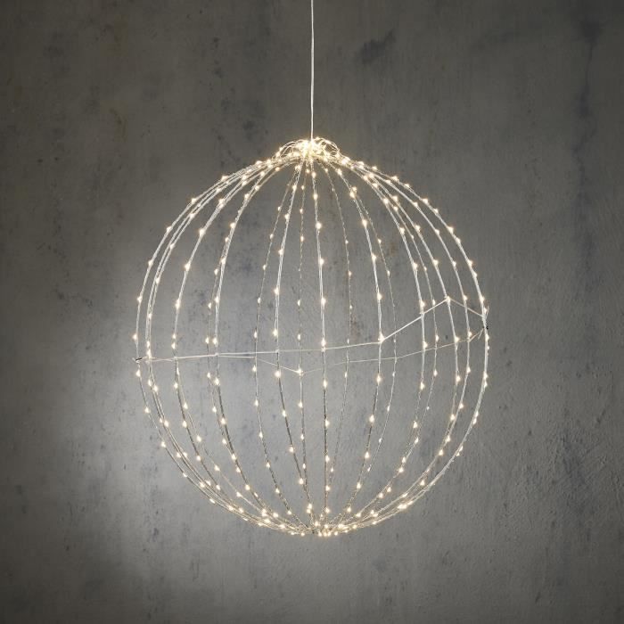 Boule lumineuse d'exterieur LED blanche classique - Luca Lighting - Ø50 cm - Argent