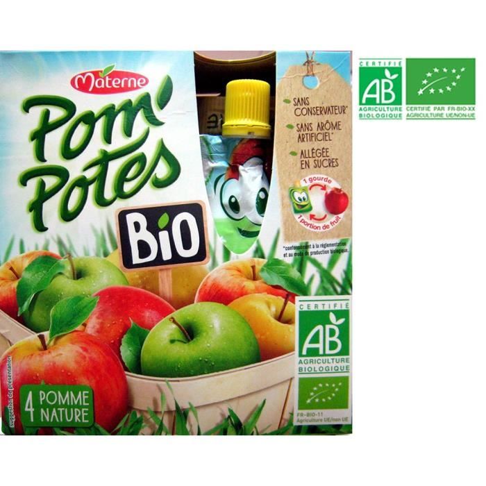 MATERNE Lot de 4 Compotes Pomme Bio 4x90g Cdiscount Au quotidien