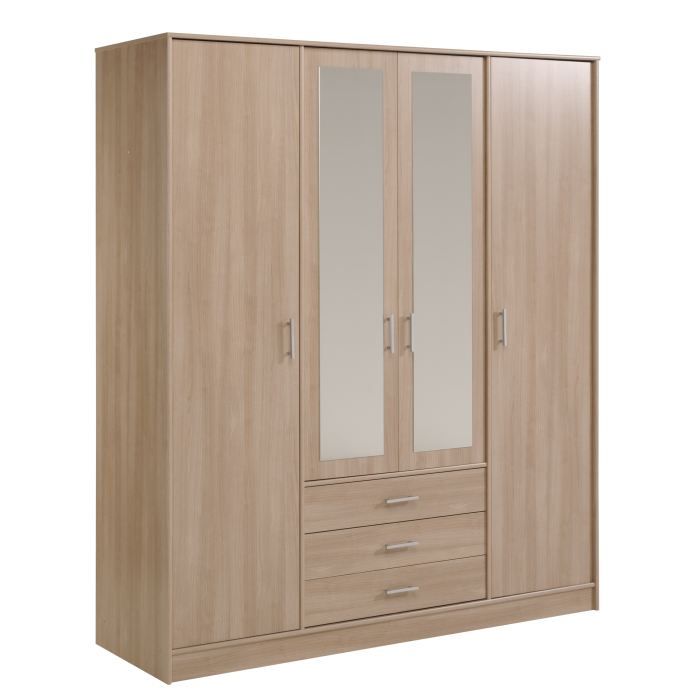 Armoire 4 portes/3 tiroirs VITAL-Bruges - Cdiscount Maison