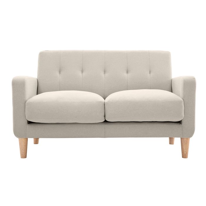 MILIBOO  Canap&eacute; scandinave 2 places en tissu beige naturel LUNA 