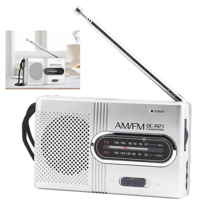 Radio Portable AM/FM Mini - Antenne Télescopique, Haut-parleur Intégré, Pile AA (non Incluses)