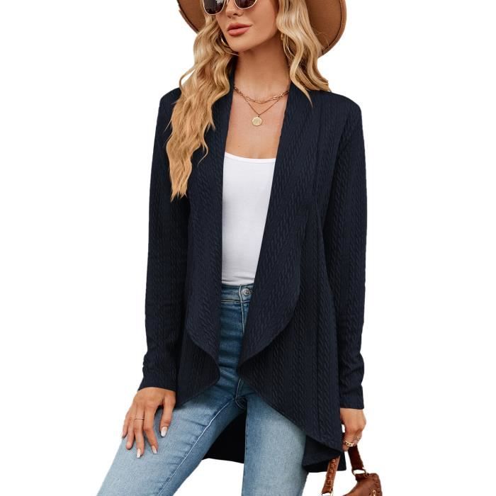 Gilet Femme en Tricot Automne Hiver Cardigan Mi longue Manches