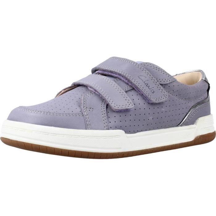 Clarks Baskets CLARKS FAWN SOLO K Violet - Enfant - Femme - Cuir - Lacets