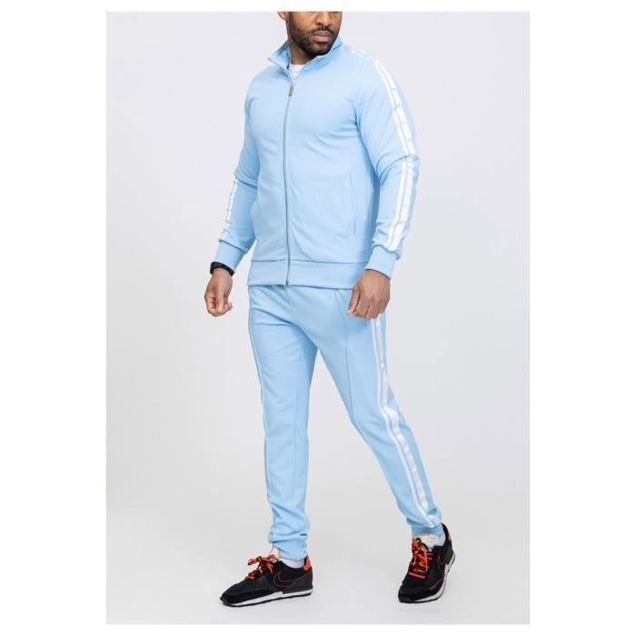 Ensemble Jogging - Ciel - Homme - Veste Zippée - Pantalon Élastique - 100% Polyester