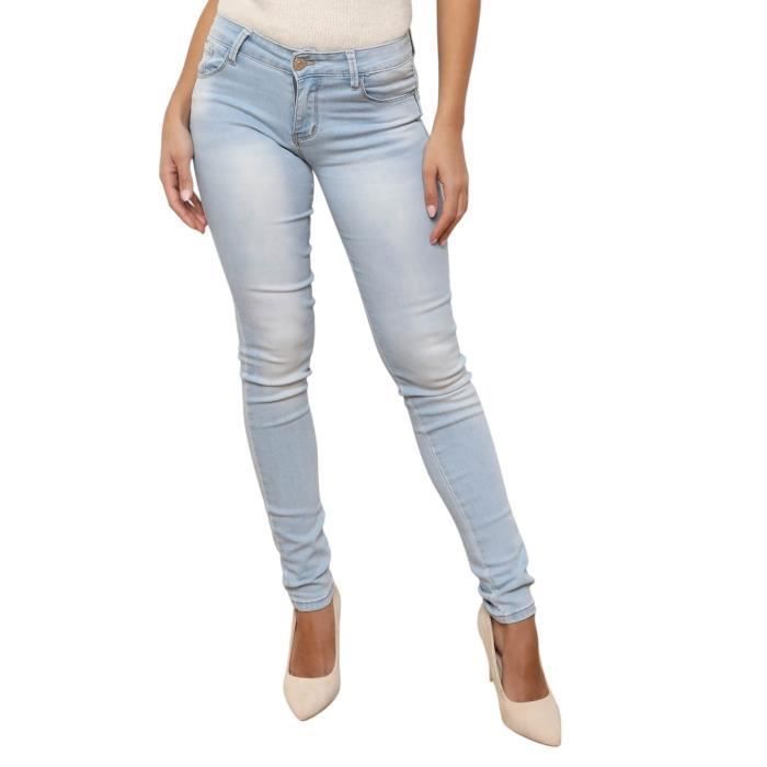 Jean skinny push up à taille basse - Marine