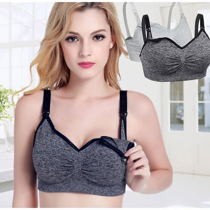 Gris + gris 2pcs Soutien-gorge d'allaitement