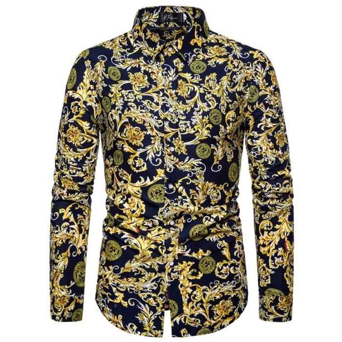 Chemise Homme Club Room Manches Longues – Motif Botanique Bleu – Taille S – Neuve Avec étiquettes