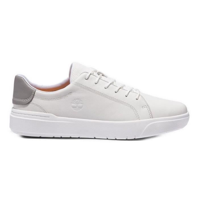 Timberland Baskets Homme - TIMBERLAND SENECA BAY - Cuir Blanc - Talon Plat - Lacets