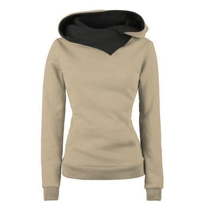 KBOPLEMQ Kangaroo Pull à capuche pour femme à manches longues automne/hiver avec grande poche à capuche pour chiens et chats Gris Taille M