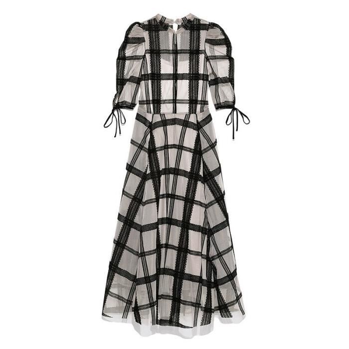 Robe à Carreaux Noire Et Crème Marks & Spencer - Taille 18 - Neuve Avec étiquettes - Longueur Genoux
