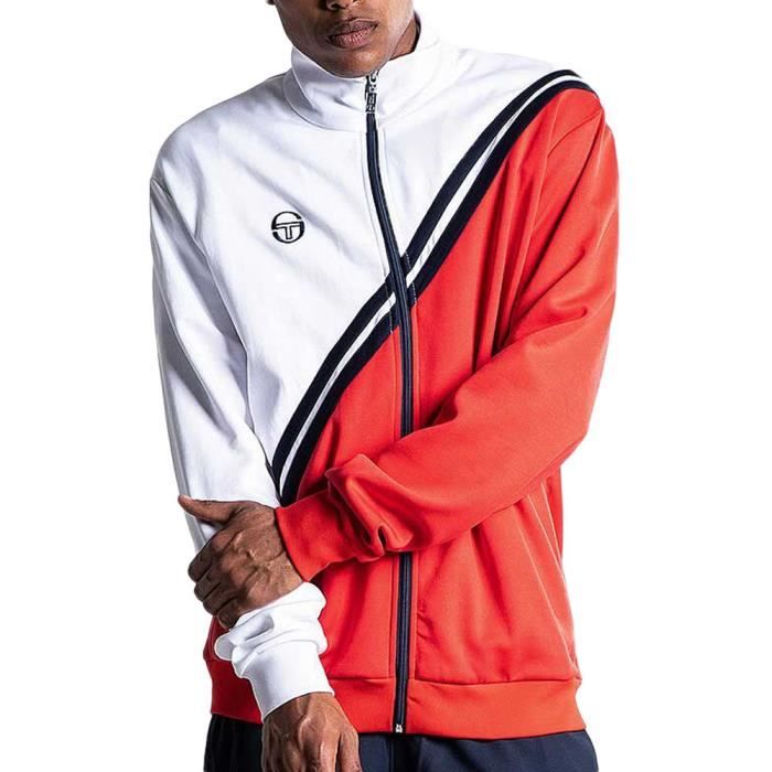Veste rouge et blanche sale