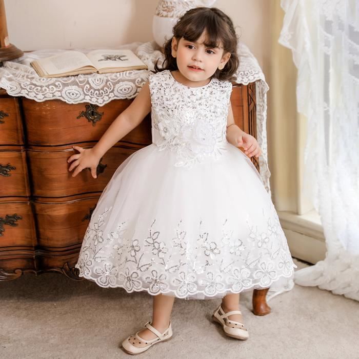 Robe Fille Enfants Bouffante Princesse Performance Blanc